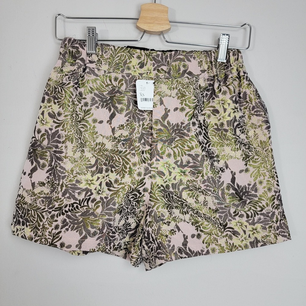 Free People Shine Like a Shorty Jacquard Shorts‎ in Gold Combo Size XS High Rise